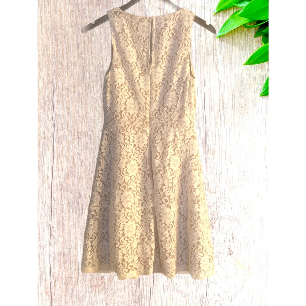 BCBGMAXAZRIA  Gardenia Floral Lace Dress WHT/BEIGE - Picture 3 of 5